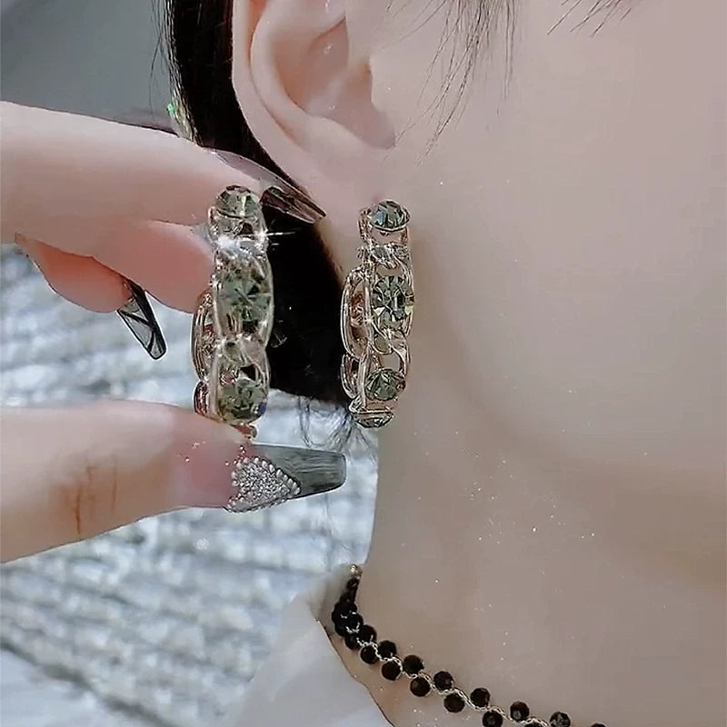Brown Zircon Earrings for Women – S925 Silver Needle Korean Style Crystal Fashion Earrings