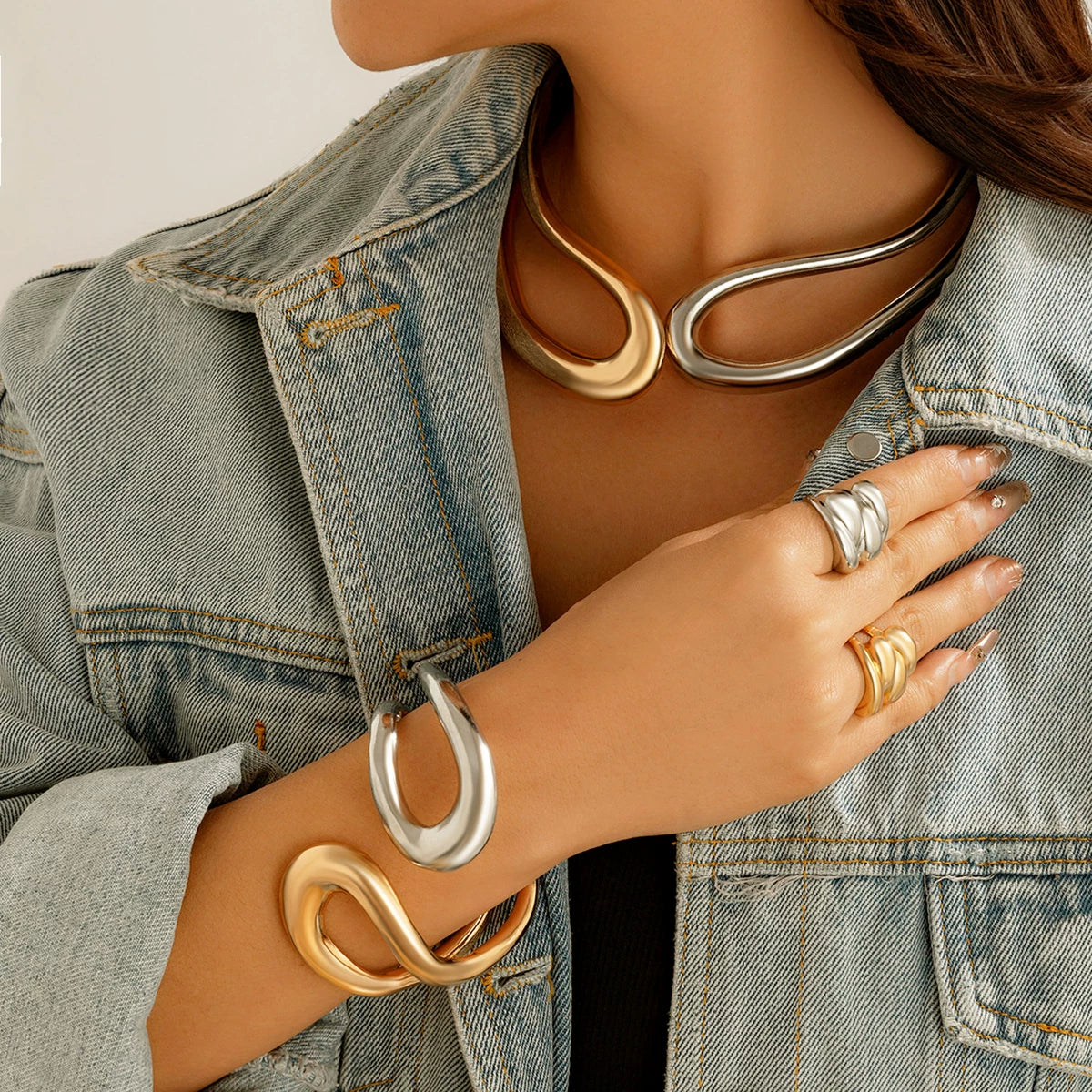 Asymmetric Double-Layer Collar Necklace for Women – 2025 Spring Trendy Niche Design Statement Fashion Jewelry