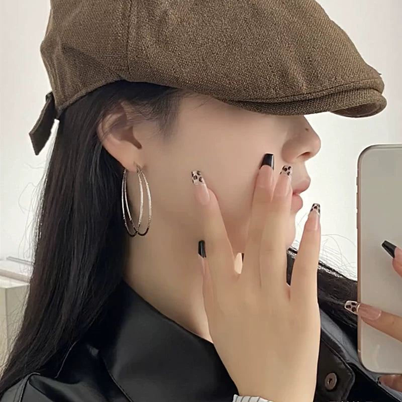 Gold-Plated Double Layer Hoop Earrings for Women – Silver Needle European and American Style Round Earrings