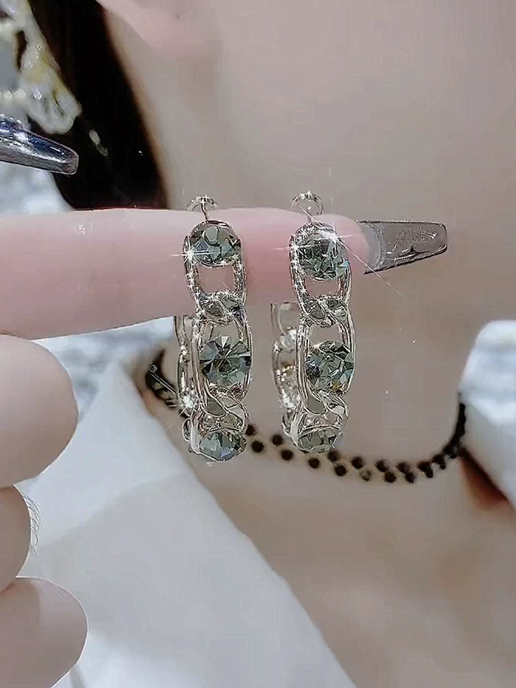 Brown Zircon Earrings for Women – S925 Silver Needle Korean Style Crystal Fashion Earrings