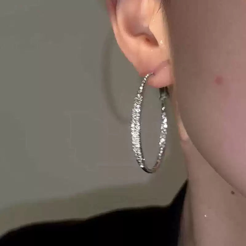 Large Circle Hoop Earrings for Women – S925 Silver Needle Round Korean Style Earrings