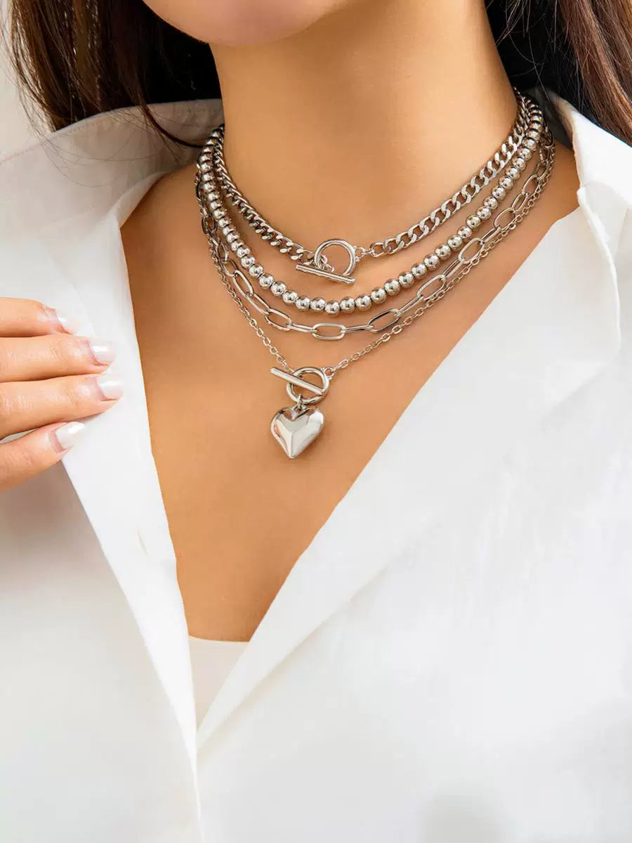 hip hop necklace for women / multi layer necklace / sweater necklace / heart pendant necklace / geometric necklace / European American fashion jewelry