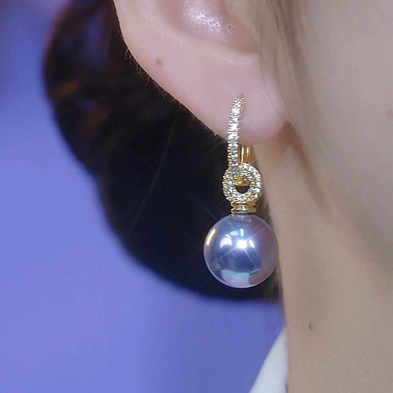 Purple Pearl Earrings for Women – Elegant Fashion Pearl Earrings, Lightweight Daily Jewelry