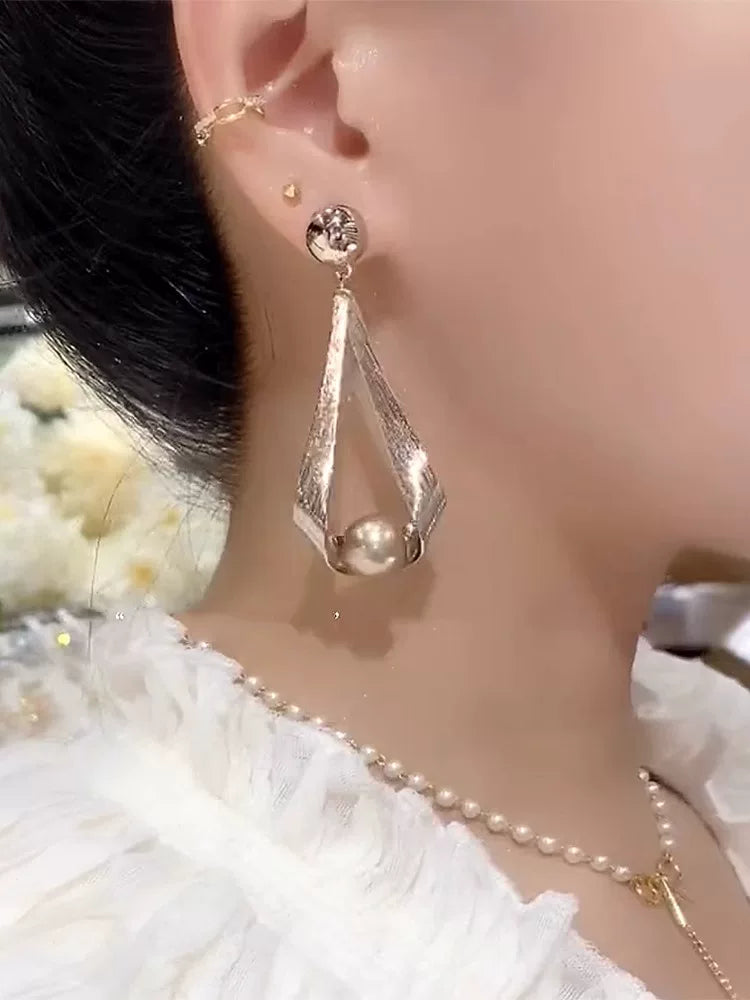 Clearance French-Style Pearl Look Sparkling Earrings for Women – Elegant Fashion Jewelry Accessories