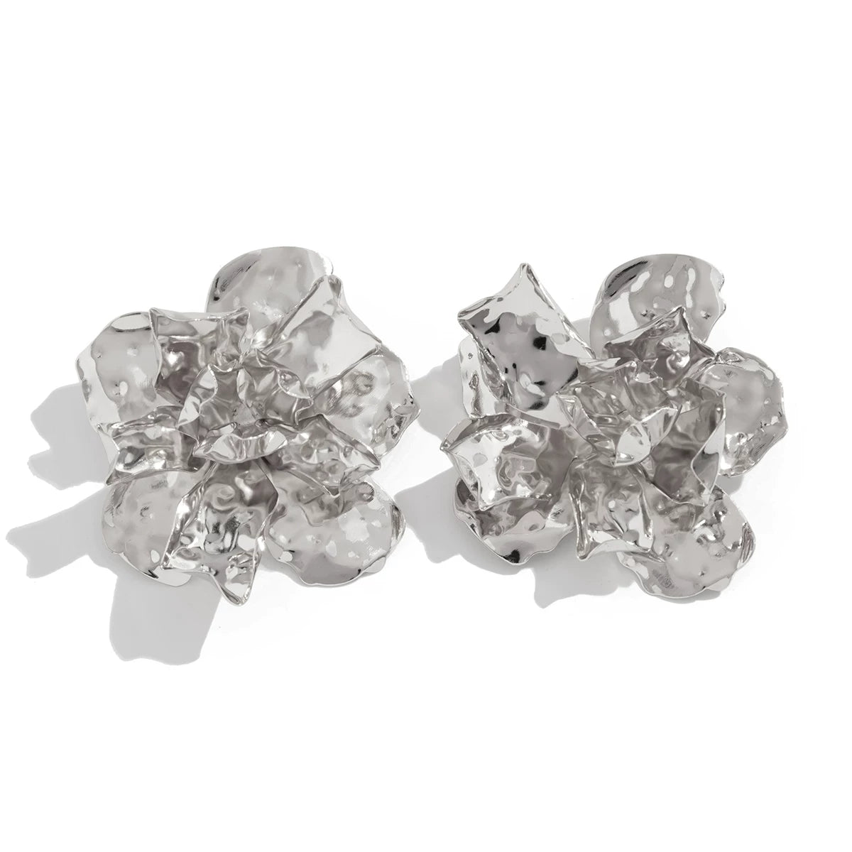 Multi-Layer Pleated Flower Stud Earrings For Women 2025 Summer Hip-Hop Trend Fashion Personality Internet Celebrity Travel Ear Jewelry