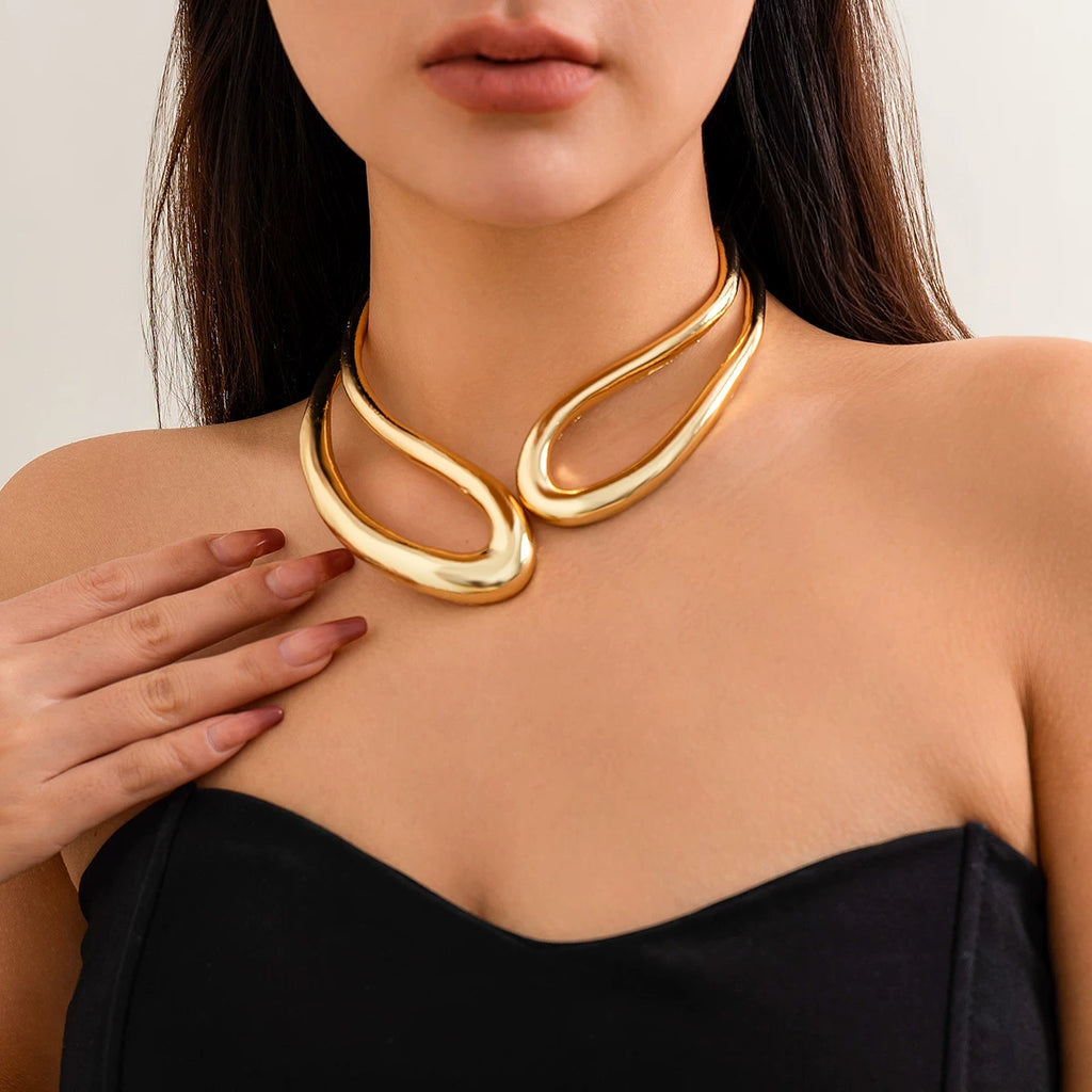 Asymmetric Double-Layer Collar Necklace for Women – 2025 Spring Trendy Niche Design Statement Fashion Jewelry