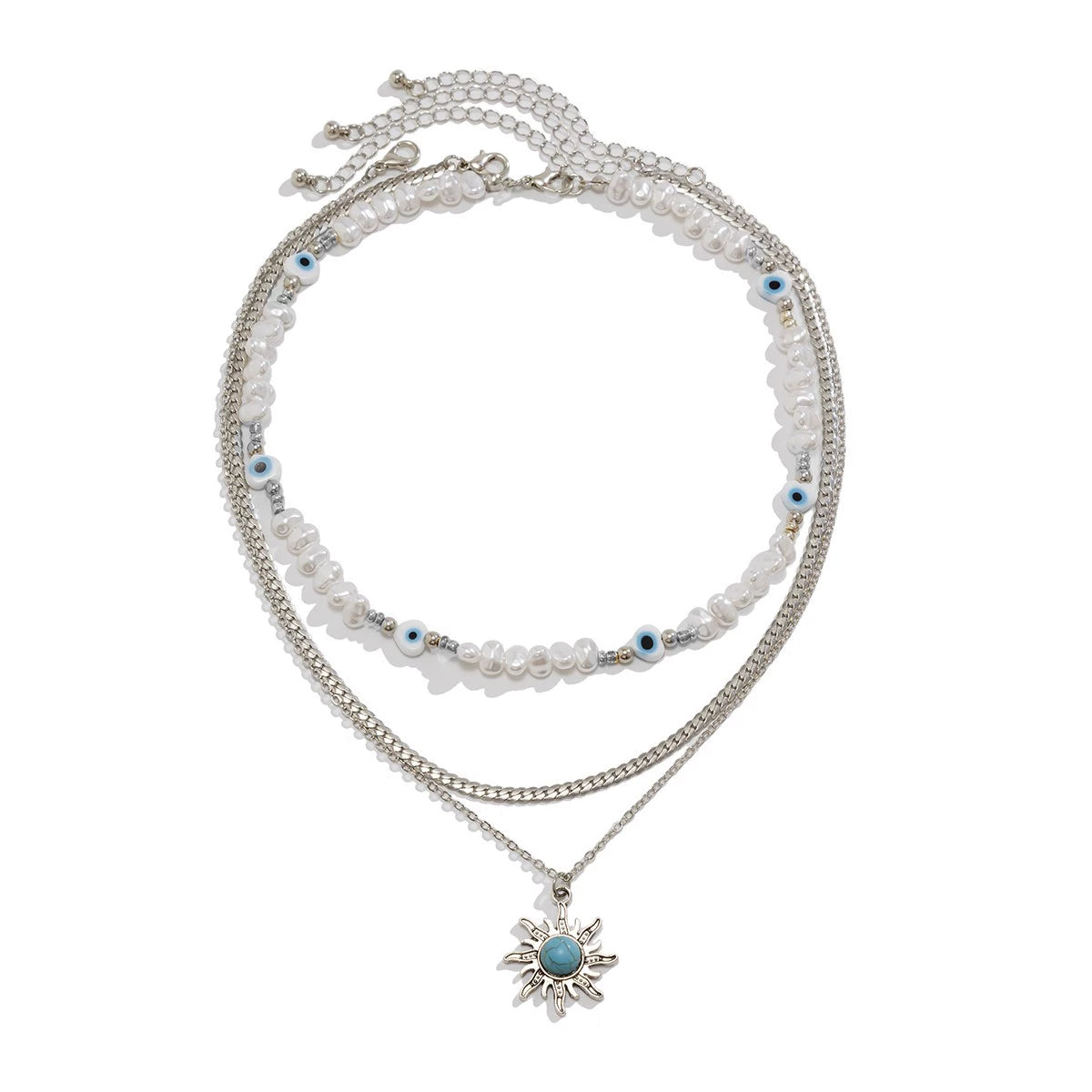 3-Piece Artificial Pearl Layered Necklace Set – European & American Retro Style