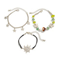3-Piece Mushroom Crystal-Style Leather Wax Cord Bracelet Set – Summer Retro Stacking Hand Jewelry for Women