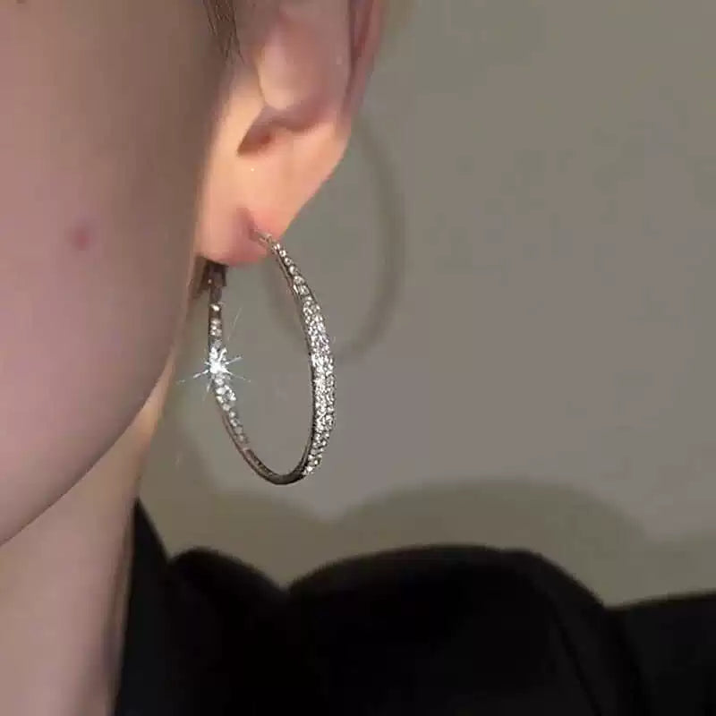 Large Circle Hoop Earrings for Women – S925 Silver Needle Round Korean Style Earrings