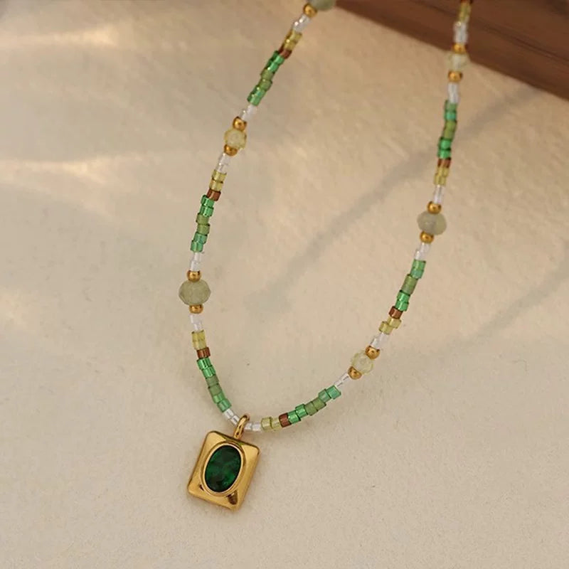 Colorful Zircon Beaded Necklace for Women – Minimalist Clavicle Chain Fashion Necklace