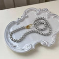 British Style Silver Gray Round Pearl Necklace for Women – Clavicle Chain Fashion Necklace