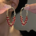 Red Crystal Ethnic Style Earrings for Women – Vintage Inspired Statement Fashion Earrings