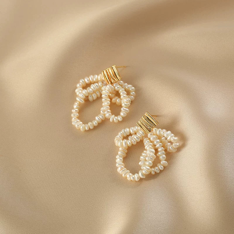 Natural Baroque Pearl Tassel Earrings for Women – Vintage Palace Style Long Drop Earrings