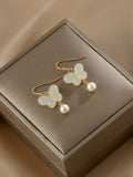 Natural Pearl Butterfly Field Jade Ear Hook Earrings for Women – 925 Silver Needle Summer Style Earrings