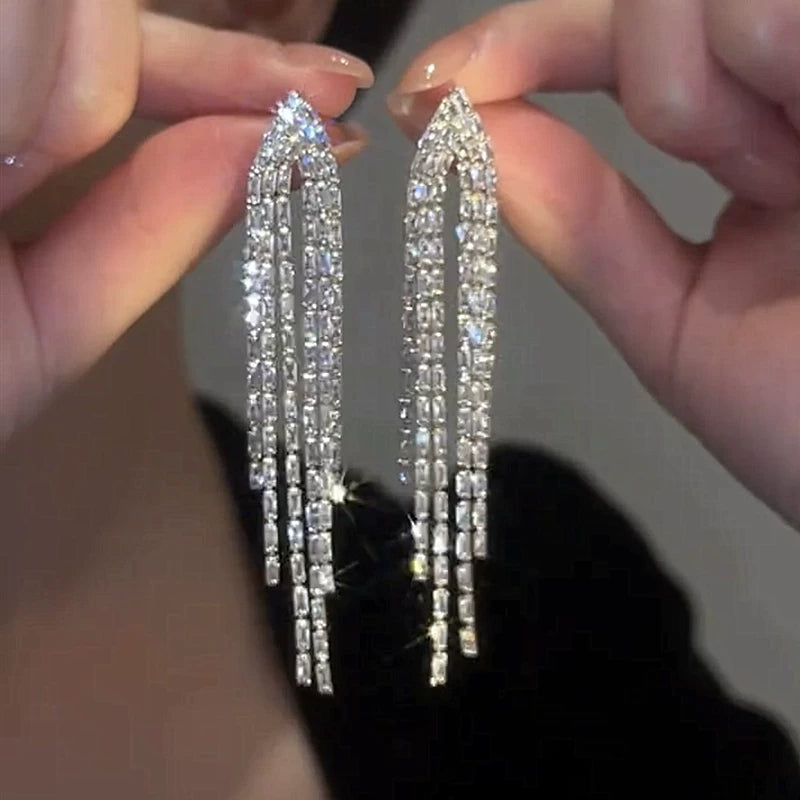 Long Tassel Earrings for Women – S925 Silver Needle Elegant Drop Earrings