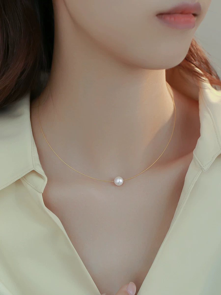 Natural Pearl Layered Clavicle Necklace for Women – 14K Gold-Filled Chain Necklace