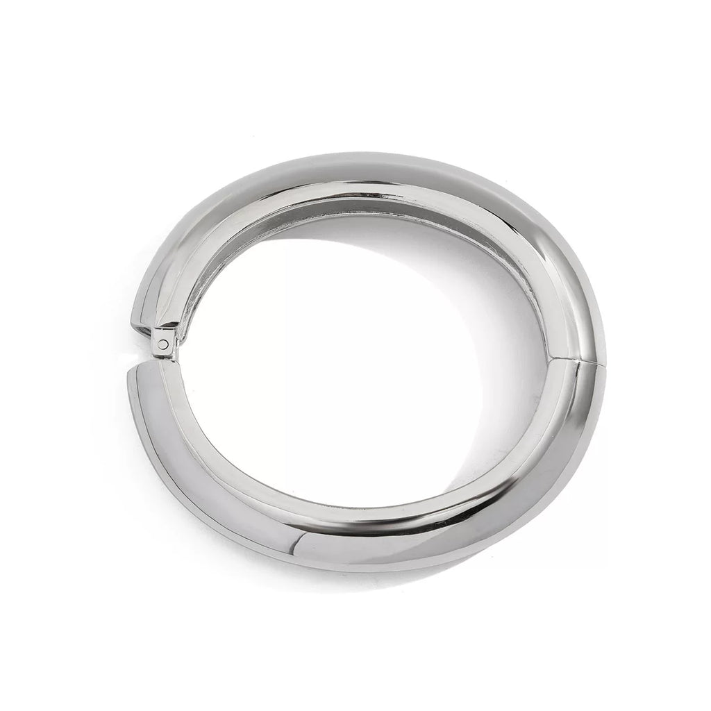 Metal Oval Curved Bracelet for Women – 2025 Trendy Niche Design Statement Fashion Hand Jewelry