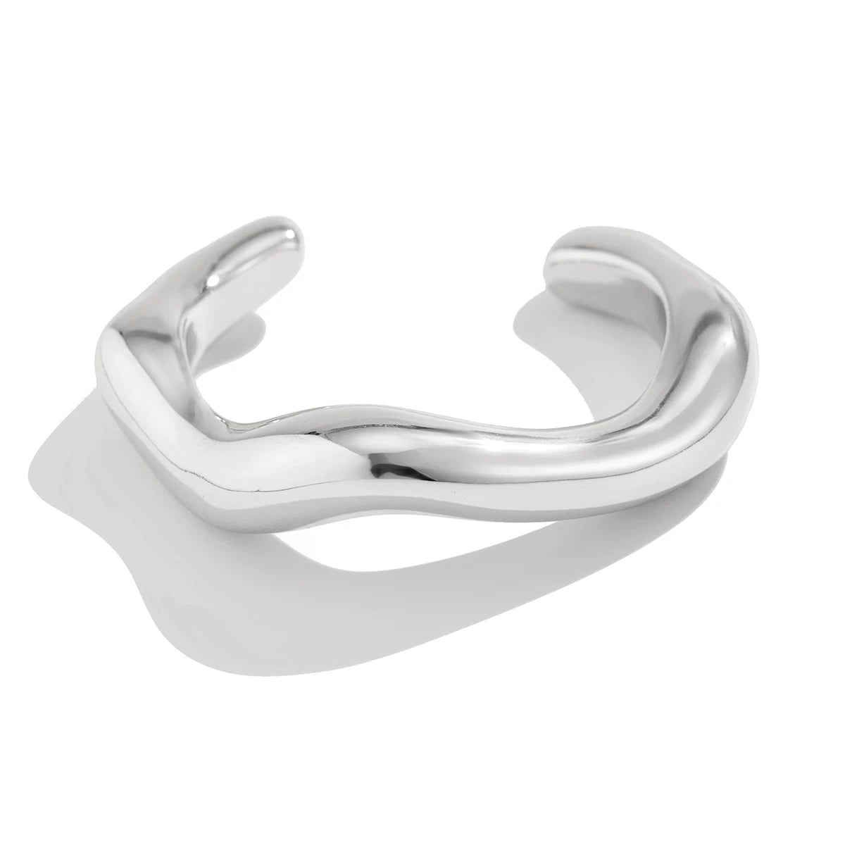 Open CCB Irregular Curved Bracelet for Women – 2025 Summer Trendy Influencer-Inspired Fashion Hand Jewelry