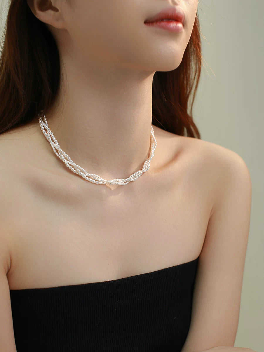 Multi-Layer Pearl Necklace for Women – Layered Clavicle Chain Fashion Necklace