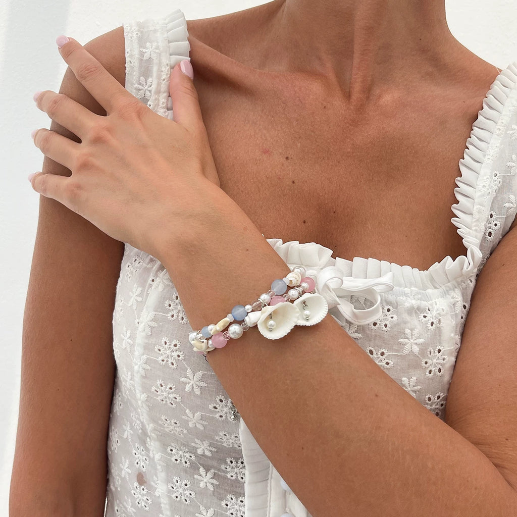 2-Piece Starfish & Scallop Shell Mix-and-Match Jewelry Set for Women – 2025 Summer Seaside Vacation Fashion Accessories