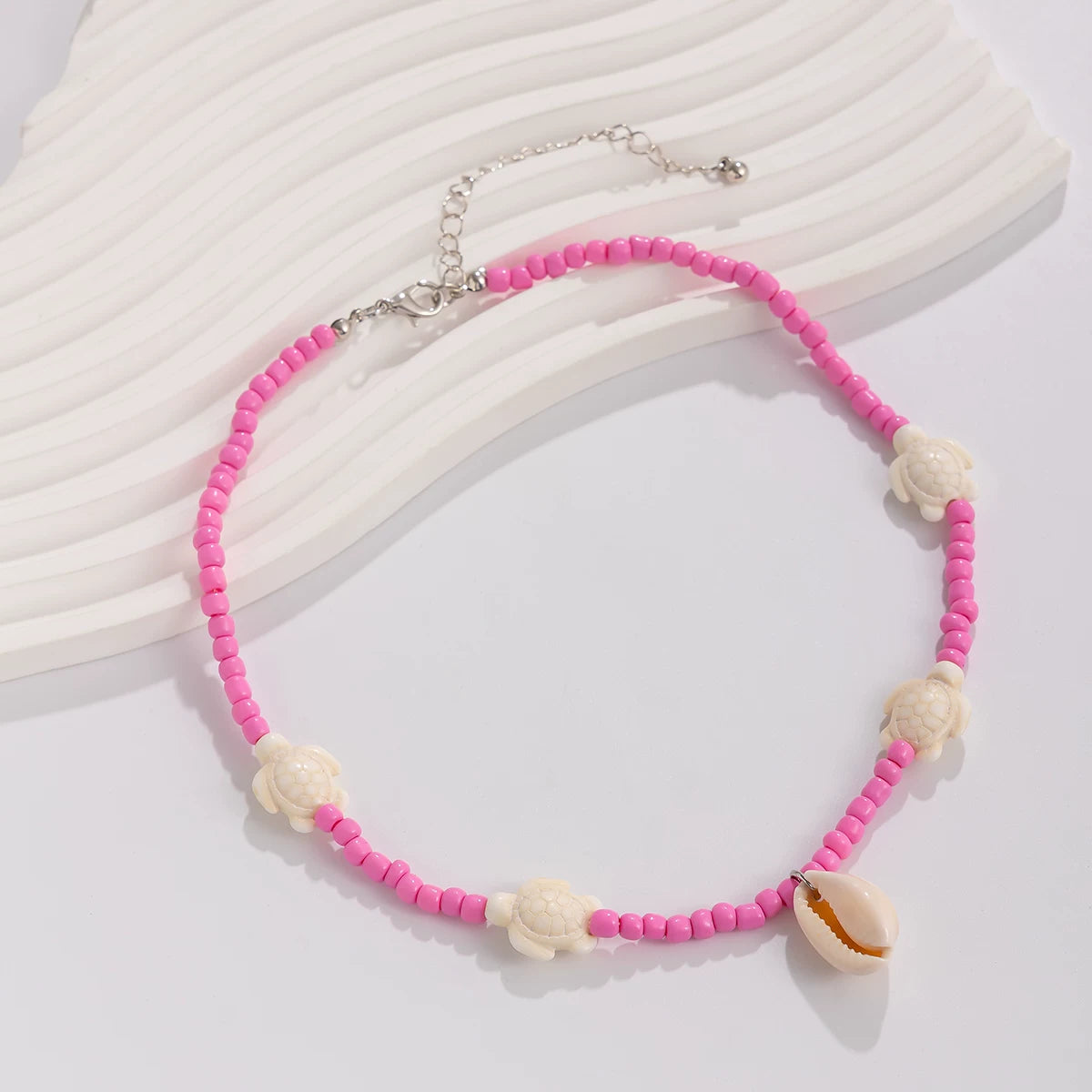 Antique Starfish & Turtle Shell Pendant Rice Bead Necklace for Women – Clavicle Chain Design