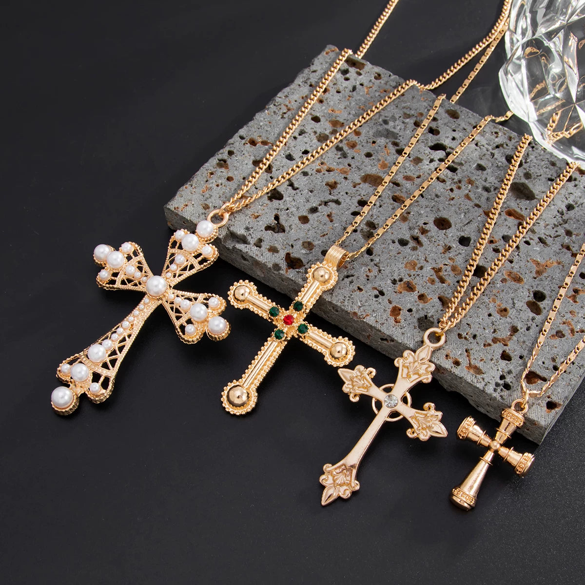 4-Piece Cross Necklace Set for Women – European & American Summer Fashion