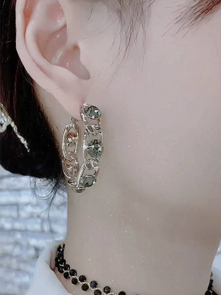 Brown Zircon Earrings for Women – S925 Silver Needle Korean Style Crystal Fashion Earrings
