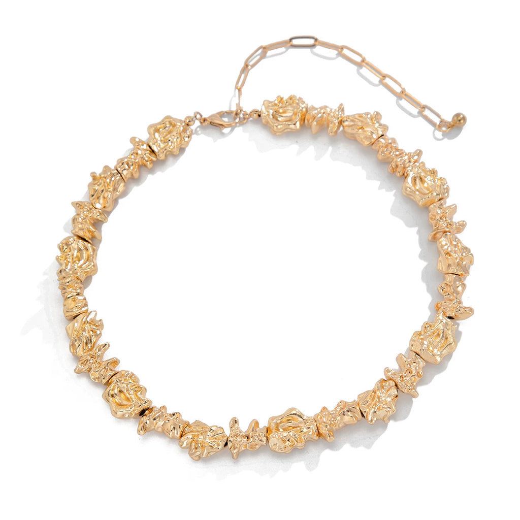 Irregular Geometric Pleated Jewelry Set for Women – Earrings, Bracelet & Necklace