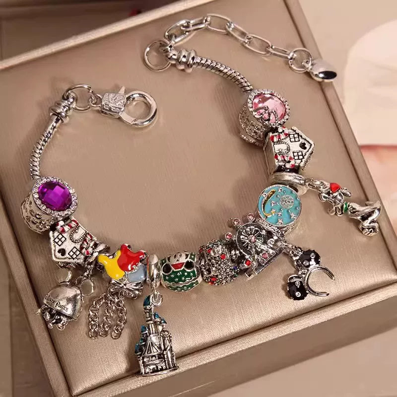 French-Style Multi-Element Fairy Tale Charm Bracelet for Women – Dream-Inspired Retro Fashion Jewelry