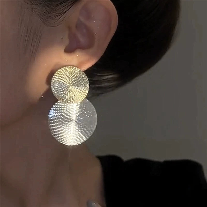 S925 Silver Needle Large Sequin Circle Earrings for Women – European and American Style Round Hoop Earrings