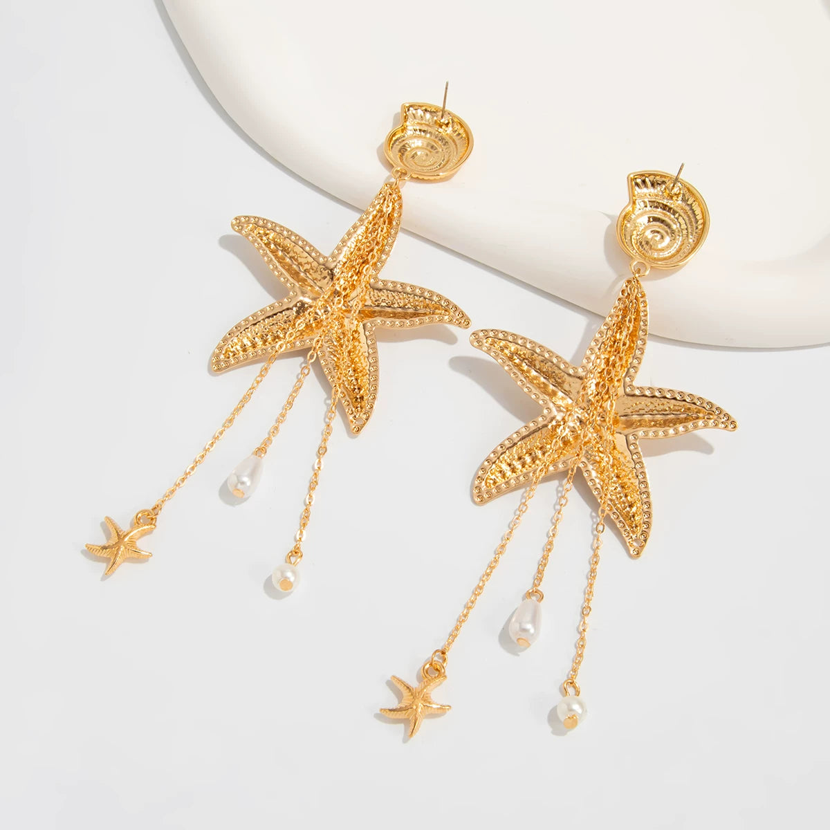Tassel Conch & Starfish Earrings for Women – 2025 Summer Trendy Seaside Beach Vacation Fashion Jewelry