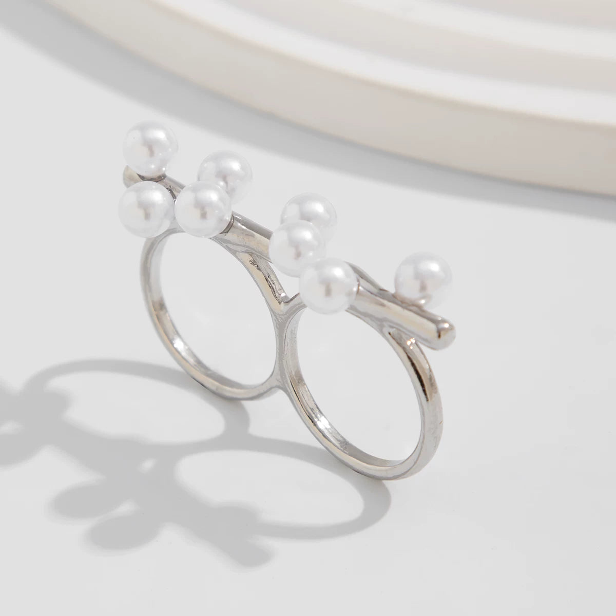 Metal Hat Imitation Pearl Ring For Women 2025 Spring And Summer Fashion Personality Niche Design Internet Celebrity Ins Style Ring Trend