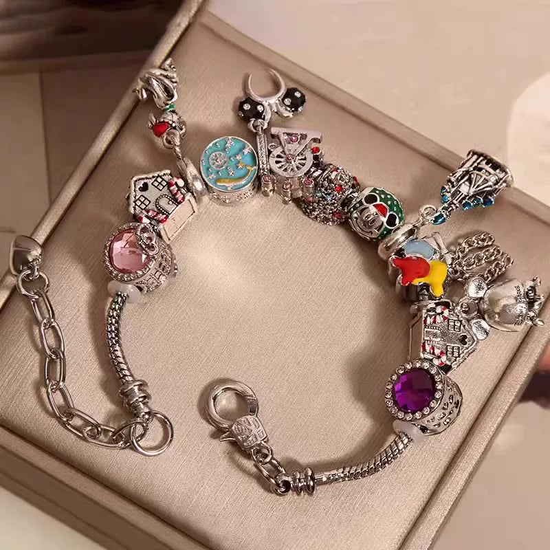 French-Style Multi-Element Fairy Tale Charm Bracelet for Women – Dream-Inspired Retro Fashion Jewelry