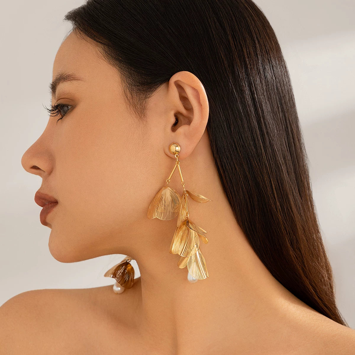 Tassel Imitation Pearl Ginkgo Leaf Earrings for Women – European & American Summer Trendy Fashion Travel Ear Jewelry