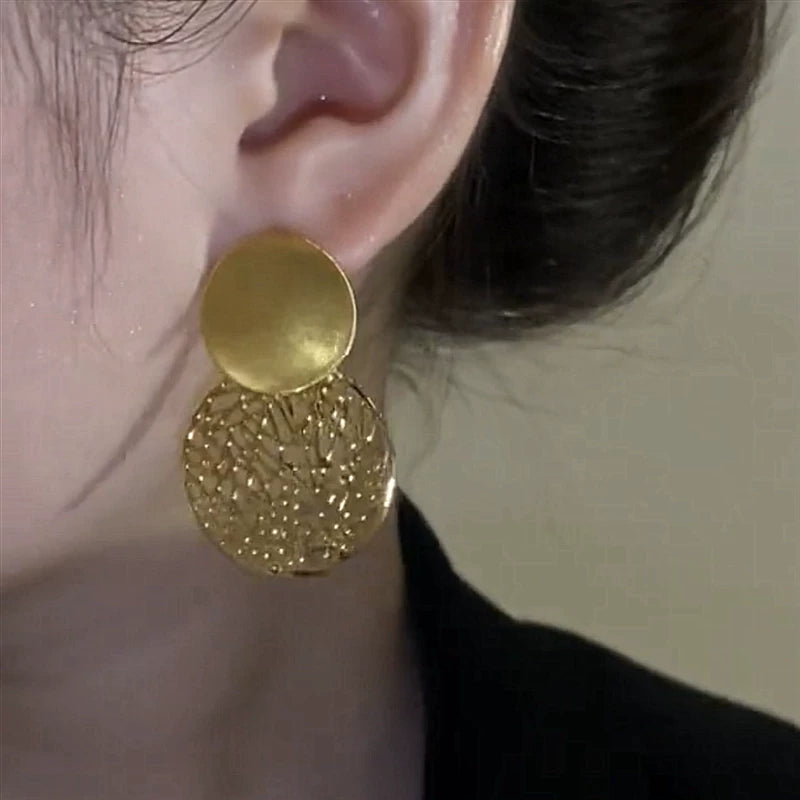 Mesh Metal Earrings for Women – Minimalist Geometric Drop Earrings, Lightweight Cold Style Fashion Jewelry