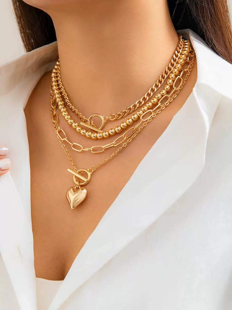 hip hop necklace for women / multi layer necklace / sweater necklace / heart pendant necklace / geometric necklace / European American fashion jewelry