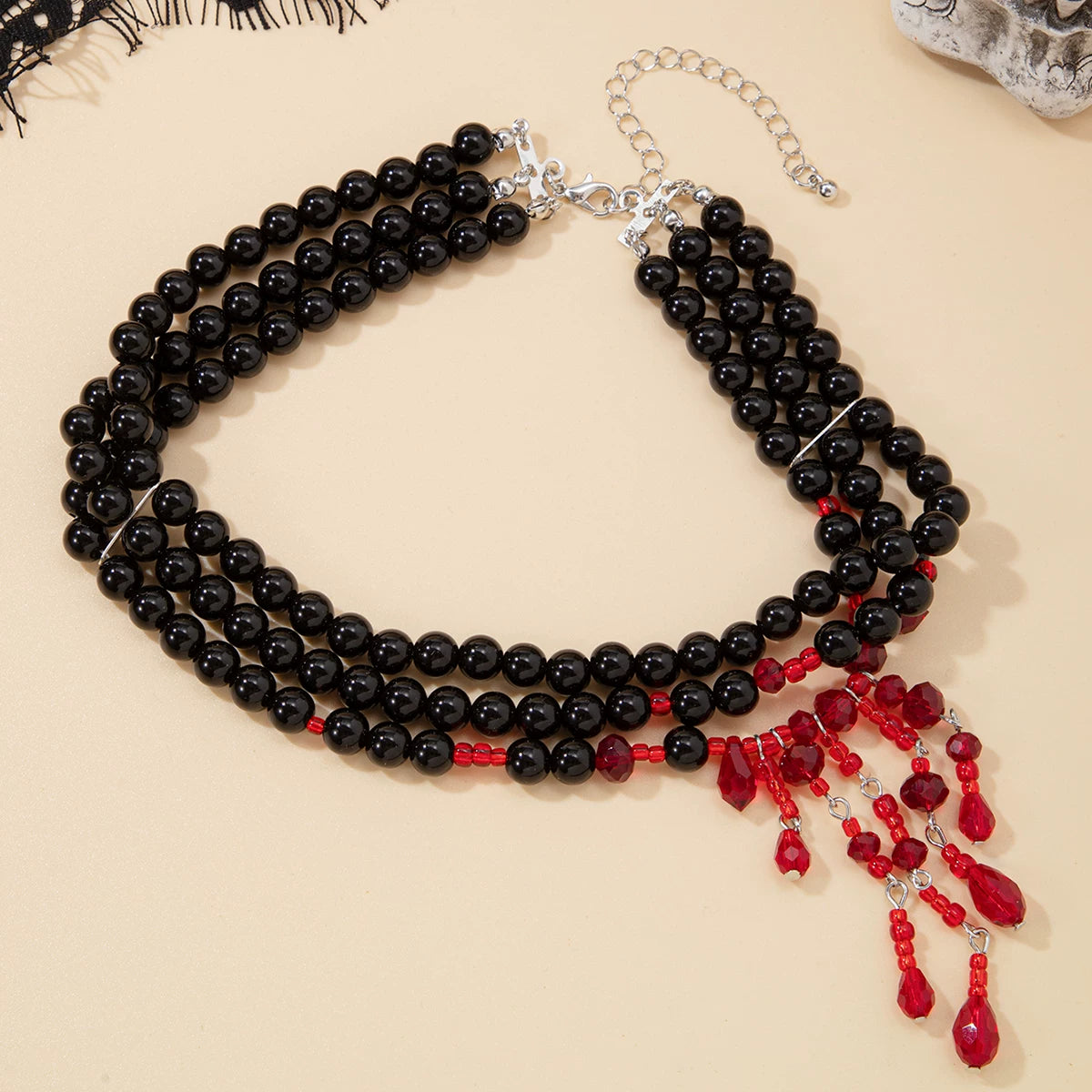 Black Acrylic Bead Crystal Necklace for Women – Clavicle Chain Design