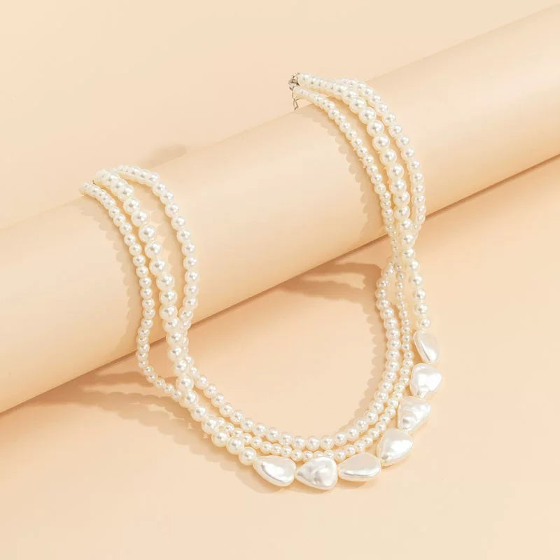 Multi-Layer Artificial Pearl Necklace for Women – Layered Clavicle Chain Design