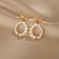 Small Bow Natural Pearl Stud Earrings for Women – S925 Silver Needle Minimalist Earrings