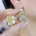 Cat Eye Zircon Flower Two-Way Earrings for Women – Ear Buckle Convertible Fashion Earrings