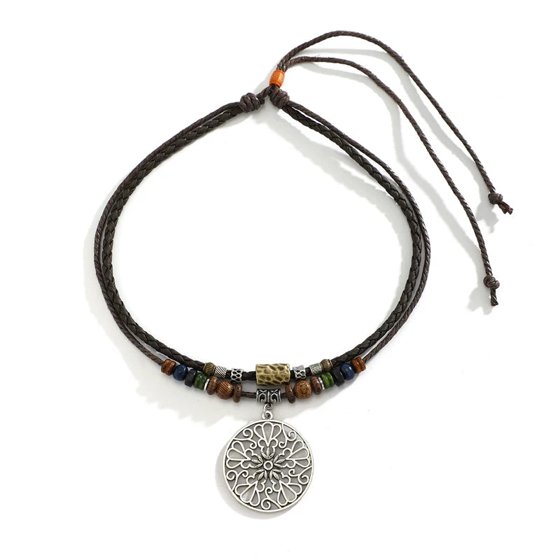 Adjustable Spiral Pendant Wax Rope Necklace for Women – Clavicle Chain Design