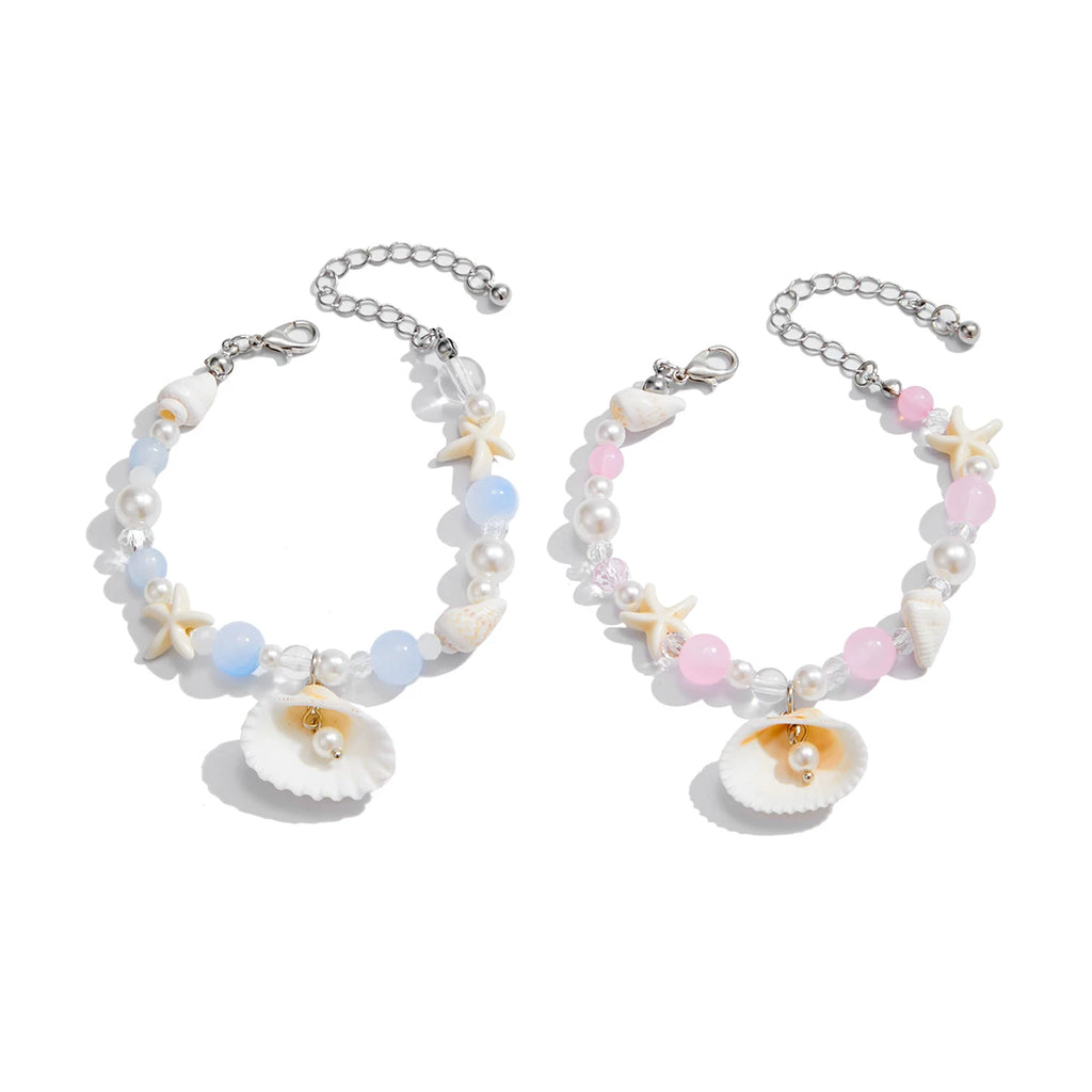 2-Piece Starfish & Scallop Shell Mix-and-Match Jewelry Set for Women – 2025 Summer Seaside Vacation Fashion Accessories