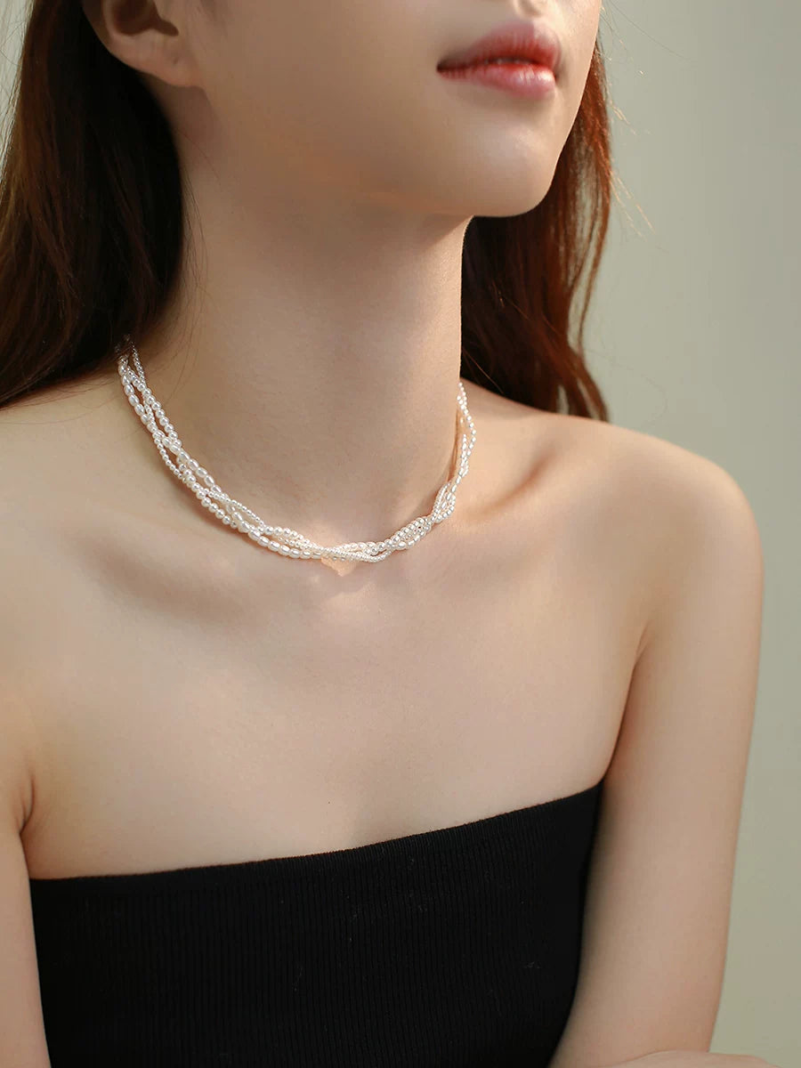 Multi-Layer Pearl Necklace for Women – Layered Clavicle Chain Fashion Necklace
