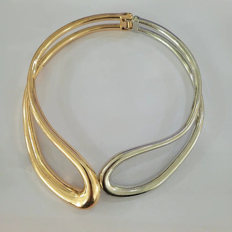 Asymmetric Double-Layer Collar Necklace for Women – 2025 Spring Trendy Niche Design Statement Fashion Jewelry