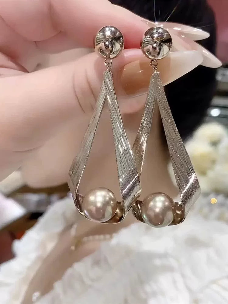 Clearance French-Style Pearl Look Sparkling Earrings for Women – Elegant Fashion Jewelry Accessories