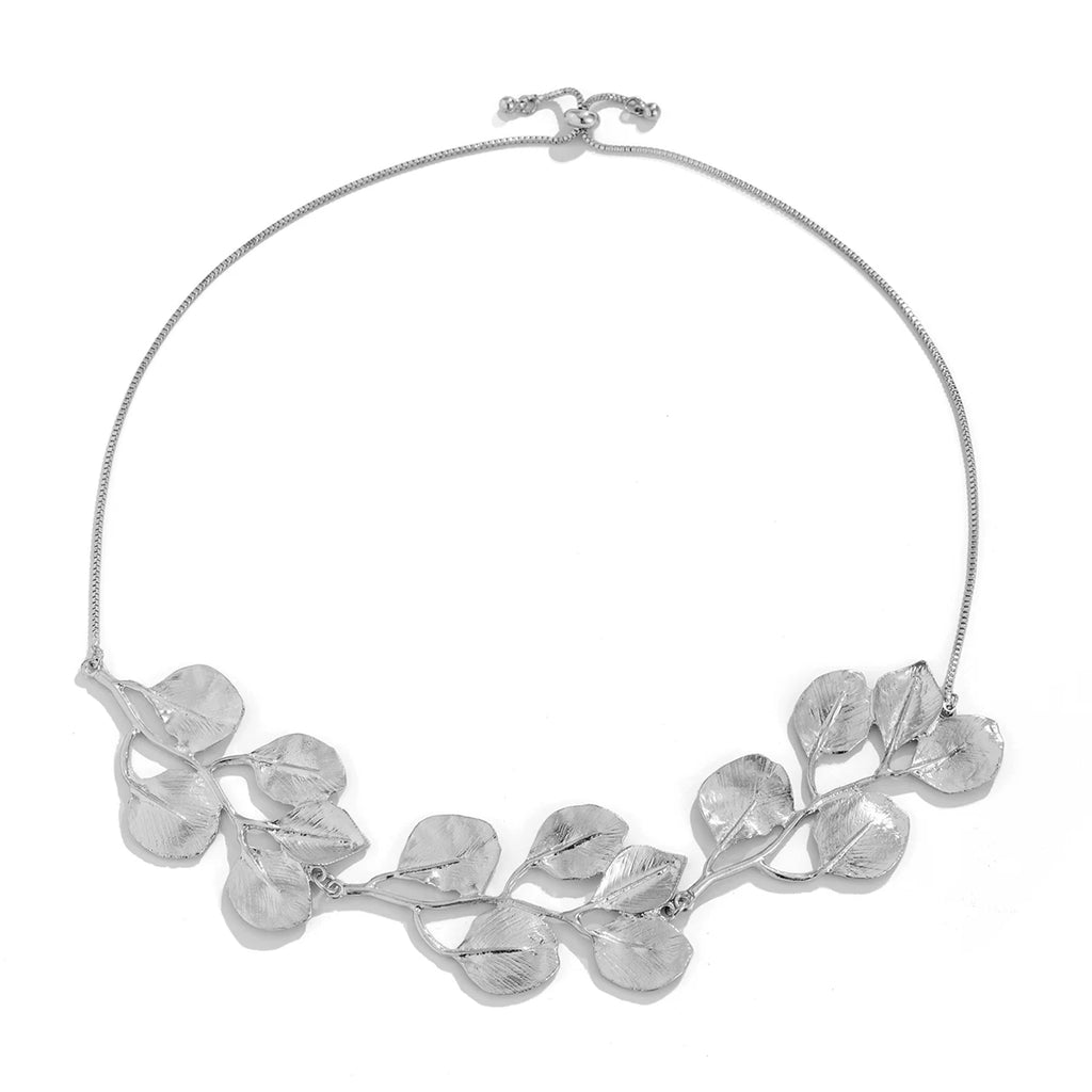 Metal Leaf Splicing Jewelry Set for Women – Choker, Earrings & Necklace