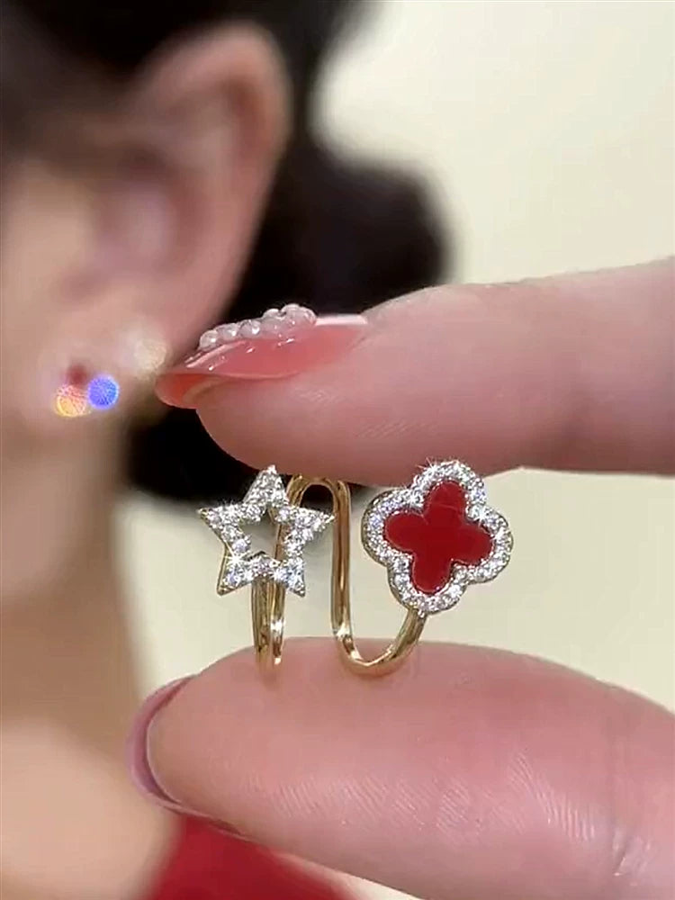 S925 Sterling Silver Needle Red Flower Earrings for Women – Lightweight Floral Fashion Earrings
