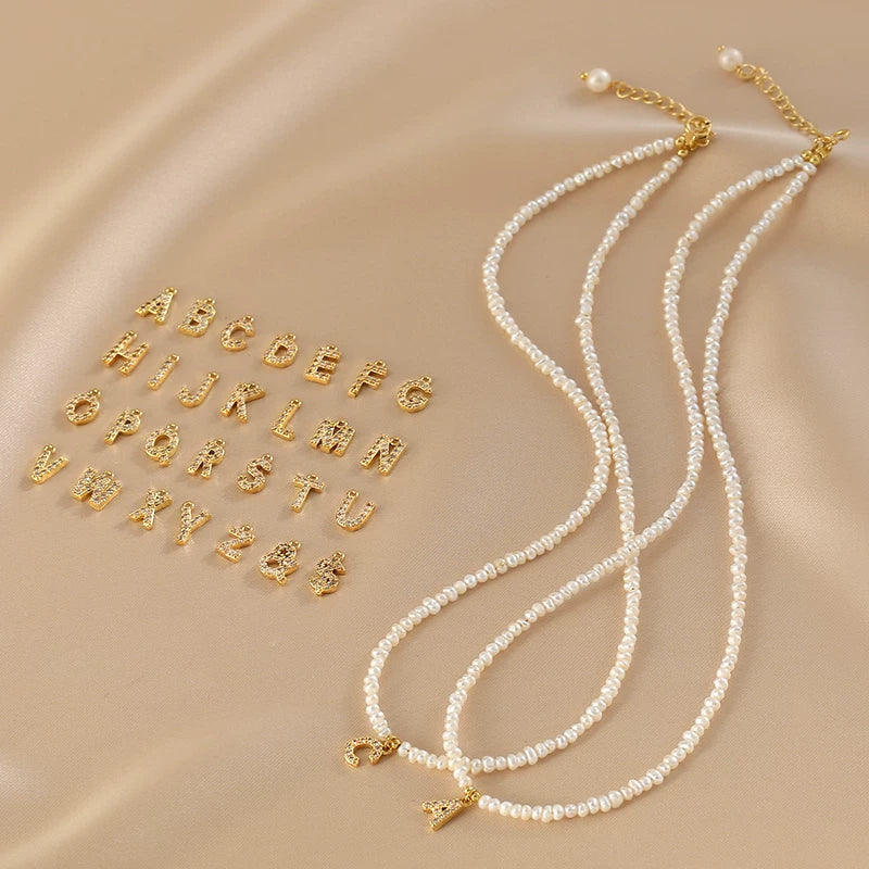 Natural Freshwater Millet Pearl Letter Clavicle Necklace for Women – Minimalist Pearl Necklace