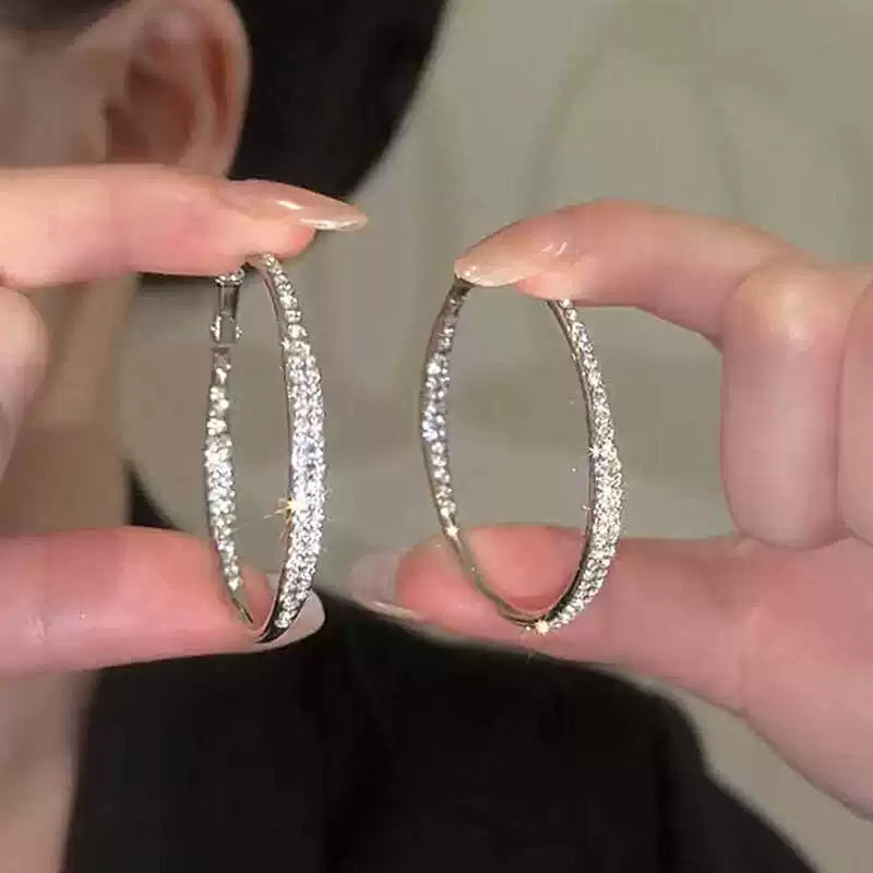 Large Circle Hoop Earrings for Women – S925 Silver Needle Round Korean Style Earrings