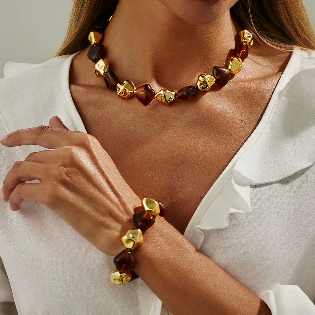 Special-Shaped CCB Resin Bracelet Necklace for Women – 2025 Autumn Winter Trendy Fashion Clavicle Necklace Jewelry